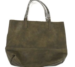 Street Level  Large Dark Green Faux Leather Tote Bag with Wristlet New w... - £39.84 GBP