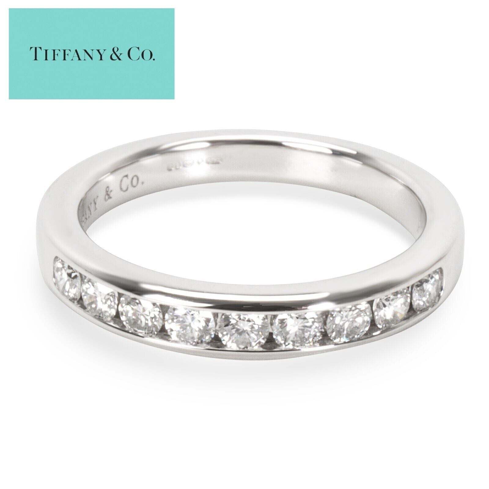 Primary image for Tiffany & Co. Platinum Shared Channel Set .24ct Diamond Wedding Band Ring 6
