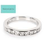 Tiffany &amp; Co. Platinum Shared Channel Set .24ct Diamond Wedding Band Ring 6 - £1,455.26 GBP