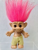 IMM Vintage 1990&#39;s Forest Troll Doll Strawberry Pink Hair Brown Eyes - £7.95 GBP