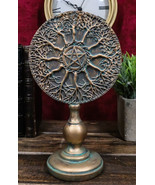 Wicca Spring Summer Fall Winter Trees Wheel of Life With Pentagram Figurine - £23.69 GBP