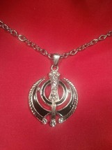 Protection amulet silver plated stunning diamonte sikh singh khanda red or black - $9.31