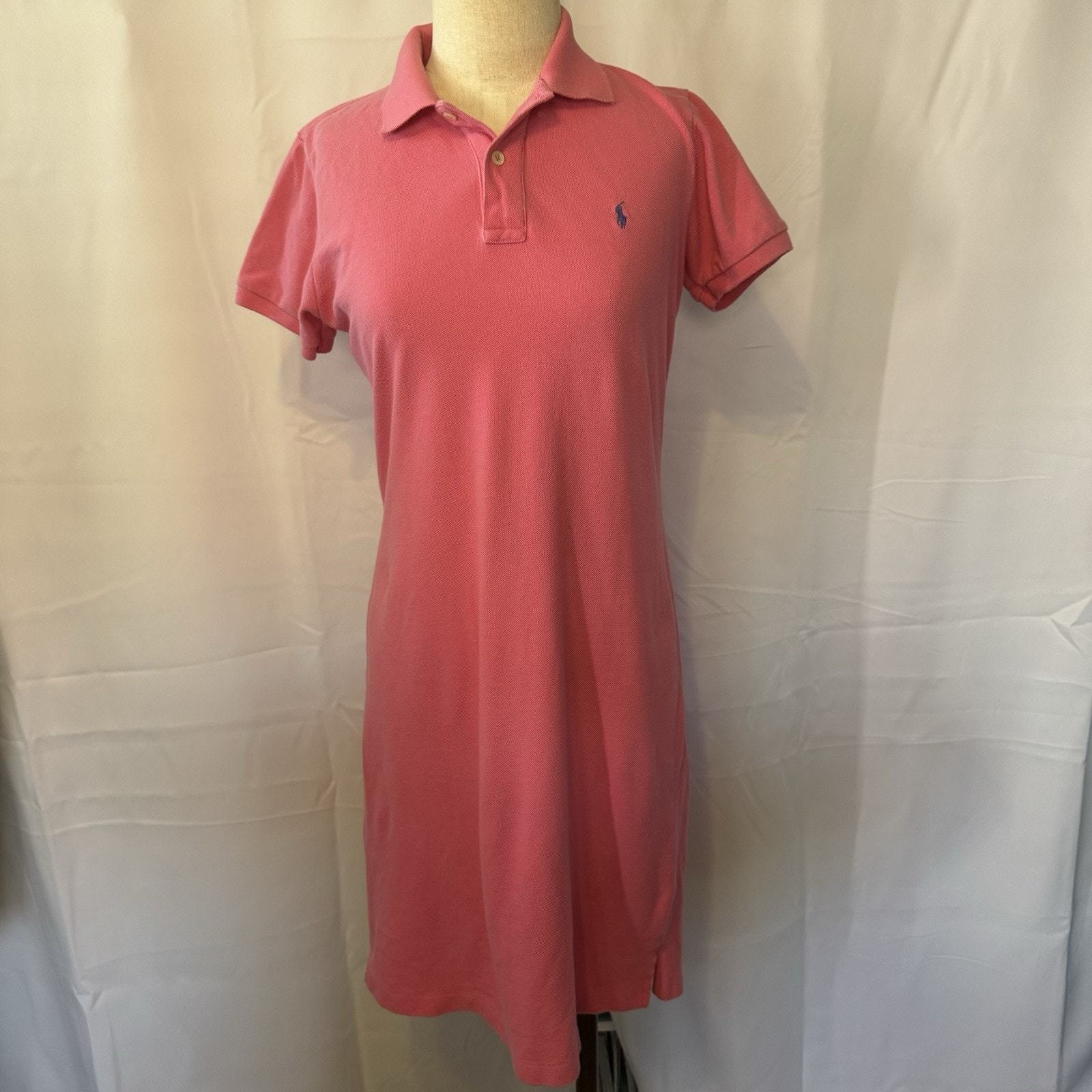 Ralph Lauren Sport Pink Polo Dress Cotton Short Sleeve Size M Preppy Blu... - $34.00