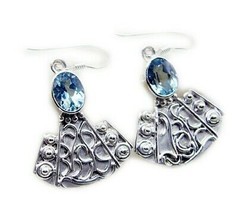 Appealing Blue Topaz 925 Sterling Silver Blue Earring Genuine Exporter CA Gift - £17.03 GBP