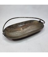 Vintage Silverplate Tray Basket With Handle Flower Accent 13x7 Inches - £32.29 GBP