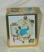 Vintage Norman Rockwell Triple Self Portrait Lithograph Tin Hinged Lid Container - £15.56 GBP