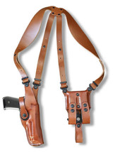 Fits SIG P365 XL 9mm W/Out Rail 3.7”BBL Leather Shoulder Holster Double Mag#1518 - £124.51 GBP