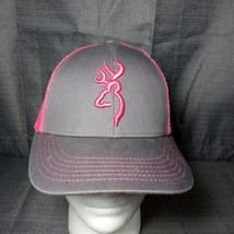 Browning Flashback Gray Pink Snapback Hat Cap Adjustable Mesh Back Ladie... - $9.95