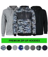 Men&#39;s Cotton Blend Zip Up Drawstring Fleece Lined Sport Gym Sweater Hoodie - $41.77 CAD+