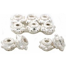 Beaded Rondelle Bali Beads Silver Plated 8mm Approx 10 - £5.36 GBP