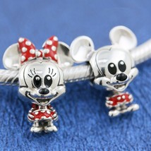 925 Sterling Silver Disney Mickey Mouse and Minnie Mouse Red Trousers Charm - £13.29 GBP