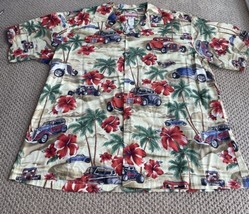 RJC Men’s 3XL Hawaiian Cotton Shirt with Cars and Flowers, Made in USA - $29.92