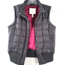 American Eagle Outfitters Womens Puffer Vest  Size M Dark Gray Pink Lining - £10.85 GBP