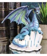 Ebros Blue Snow Wraith Winter Dragon On Giant Ice Crystal Rocks Figurine... - €17,16 EUR