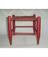 ANTIQUE SHAKER STOOL BENCH LIPSTICK RED PAINT WOVEN SPLIT ASH SEAT - £255.65 GBP