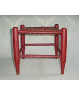 ANTIQUE SHAKER STOOL BENCH LIPSTICK RED PAINT WOVEN SPLIT ASH SEAT - $325.00