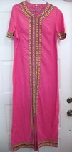 Africa Kenya Indonesia Dress Hand Crafted Long Embroidered S/S No Sz Tag Sm (?) - £35.93 GBP