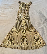 Fashion Nova Brianda Sequin Maxi Dress Black Gold Women’s Size M NWT - $729.20 MXN