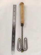 Antique Vtg Wood Handle Hand Push Drive Kitchen Mixer Tool - $28.71