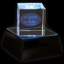 NEW YORK JETS Light up Square Logo Crystal laser Cube W base GREAT GIFT - $473.95 MXN