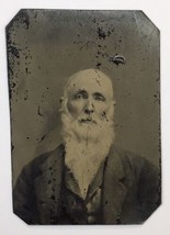 Antique Tin Type Photo Old Man White Hair &amp; Long Beard Tintype - £20.04 GBP