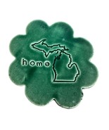 Handmade Green Michigan Home Jewelry Trinket Tray Flower Shaped Michigan... - $4.95