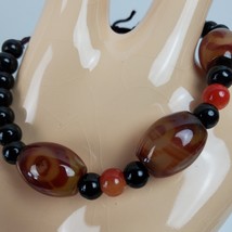 Vintage Style BOHO Glass Beaded Adjustable Bracelet Black Brown - $13.10