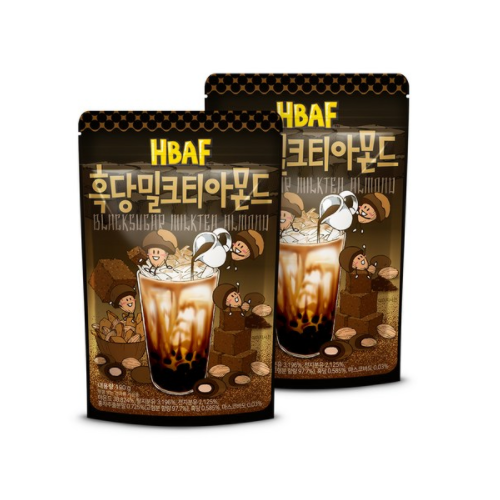 HBAF Nuts Brown Sugar Milk Tea Flavor Almond 190g*2ea 흑당 밀크티 아몬드 - $39.49