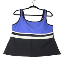 LL Bean Womens 16 Regular Tankini Swim Tank Top Blue Purple Shelf Bra No Bottoms - £11.14 GBP