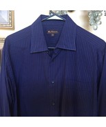 Ben Sherman Men&#39;s Dark Blue Pinstriped Dress Shirt - £12.25 GBP