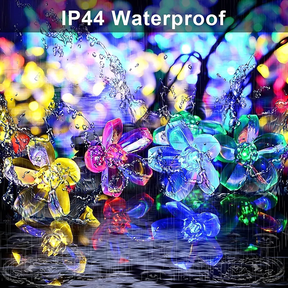 50 LED Solar Flower String Lights Cherry Blossoms Christmas String Lights Outdoo - £62.88 GBP