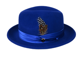 Men Bruno Capelo Hat Australian Wool Crushable Fedora Giovani Un108 Royal Blue - £52.92 GBP