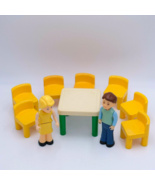 VNTG Little Tikes Dollhouse Green White Table + 7 Chairs Furniture + Mom... - $32.49 CAD