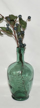 Vintage Green Glass Wine Bottle Decanter w Embossed Grapes Leaves Vaselli Wine - £15.69 GBP