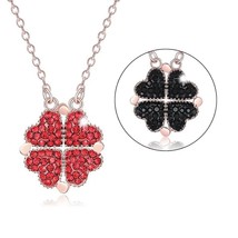 2-in-1 Double Sided Four Heart Clover Necklace Magnetic Folding Necklace Pendant - £18.93 GBP