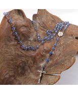 Vintage Silver Tone Blue Bead INRI Jesus Crucifix Cross Pendant Rosary N... - $225.05 MXN
