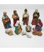 Vintage Ceramic Nativity set 11-piece Hand Painted 4.5&quot; tall - $19.79