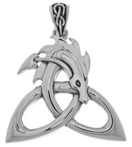 Jewelry Trends Celtic Dragon Trinity Knot Sterling Silver Pendant - £40.72 GBP