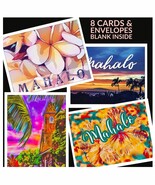 Hawaiian Mahalo Thank You Greeting Cards (Choose Plumeria or Palm Sunset... - $18.99