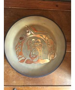 Estate Heavy Gold Painted Glass Bowl w Ornate Metal Hebrew Arabic Overla... - £44.33 GBP