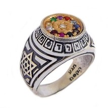 Kabbalah Ring with Priestly Breastplate Stones Silver 925 Gold 9k Magen ... - $329.67