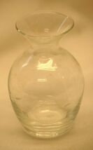 Clear Glass Vase Etched Floral Motif Glassware Unknown Maker - $12.86