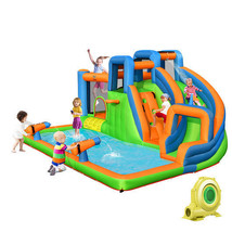 7-in-1 Inflatable Giant Water Park Bouncer with Dual Climbing Walls and 735W Bl - £466.68 GBP