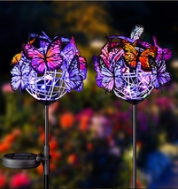 Butterfly Solar Led Lights, Flowers lamp, Garden Stake lamp, Butterfly Lawn Lamp - $37.39
