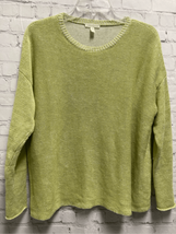 Eileen Fisher 100% Organic Linen Sweater Large Green Long Sleeve Pullover S - $44.63