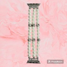 Pearl Rhinestone Beaded Stretch Watch Band for Apple Watch 42mm/44mm/45m... - £5.41 GBP