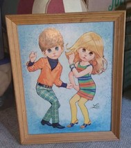 VTG 1960s Lee Go-Go Boy &amp; Girl Dancing Lithograph Print 16x20 Wood Frame - $1,507.60 MXN