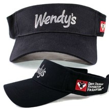Lot of 2 New Wendy&#39;s Dave Thomas Restaurant Black Uniform Visor Cap Hat  - £17.71 GBP
