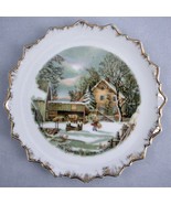 Currier &amp; Ives The Farmer&#39;s Home Winter Scene Pictorial Porcelain Plate ... - £7.04 GBP
