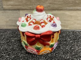 Fitz &amp; Floyd 2003 Nutcracker Sweets Lidded Cupcake Candy Dish with Bow - - $29.02